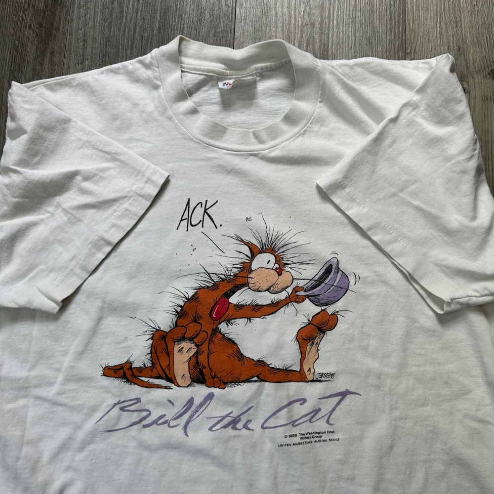 Vintage 1986 political Bill the Cat Bloom County T-Shirt Ledman XL cartoon rare